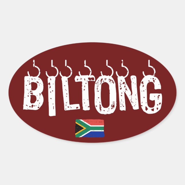 Sticker Ovale Biltong Afrique du Sud Lekker Nourriture Sec Wers  (Devant)