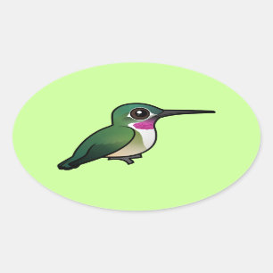 Sticker Ovale Birdorable Large-a coupé la queue le colibri