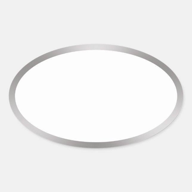 Sticker Ovale Blanc vierge simple avec bordure en argent (Devant)