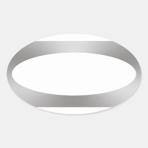 Sticker Ovale Blanc vierge simple avec bordure en argent
