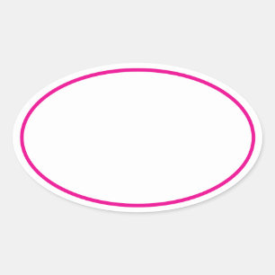 Sticker Ovale Blanc vierge simple avec bordure rose chaud