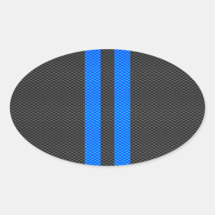 Sticker Ovale Bleu Accent Carbone Fiber Style Racines