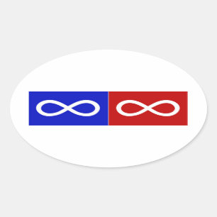 Sticker Ovale Bleu et drapeau rouge de Métis