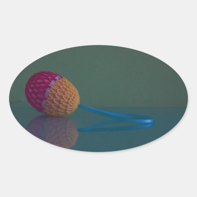 Sticker Ovale Bleu et Vert de Pâques (Devant)