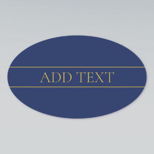 Sticker Ovale Bleu Nuit & Or Nom Nom de famille ou Entreprise 