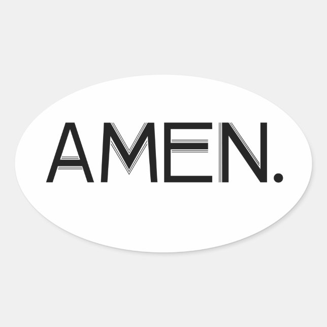 Sticker Ovale Bloquer la police noire Amen (Devant)