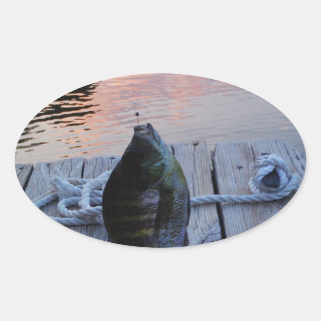 Sticker Ovale Bluegill au coucher du soleil Lac Arrowhead (Devant)