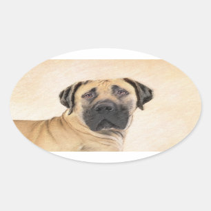 Sticker Ovale Boerboel Peinture - Cute Original Chien Art