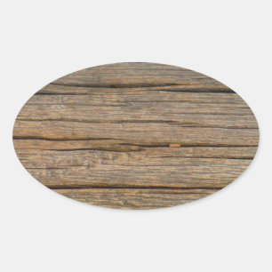 Sticker Ovale bois brun gros plan