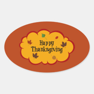 Sticker Ovale Bon thanksgiving, salutations de vacances
