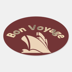 Sticker Ovale Bon Voyage Cruise Ship