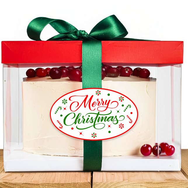 Sticker Ovale Bonbons à la menthe de Noël (Créateur téléchargé)