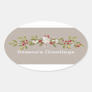 Sticker Ovale Bonnes Fêtes de Noël de Holiday Garland