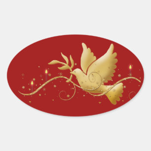 Sticker Ovale Bougies de paix pour colombe d'or