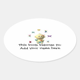 STICKER OVALE BOUNCING BÉBÉ GARÇON AVEC 9 BUTTERFLITS