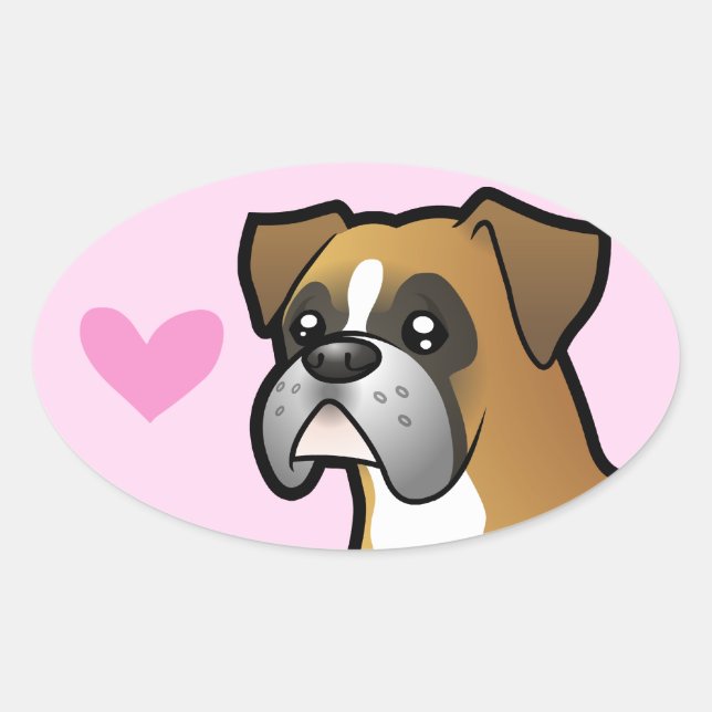 Sticker Ovale Boxer Love (Devant)