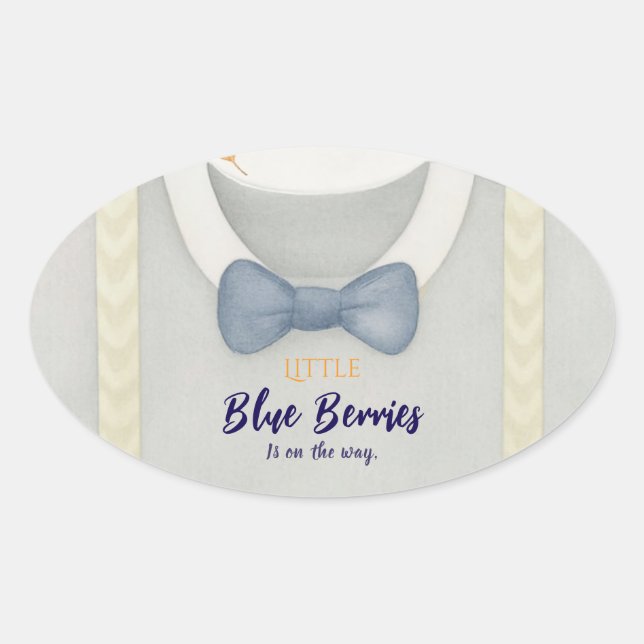 Sticker Ovale Boy baby shower autum chute burlap bodysuit invita (Devant)