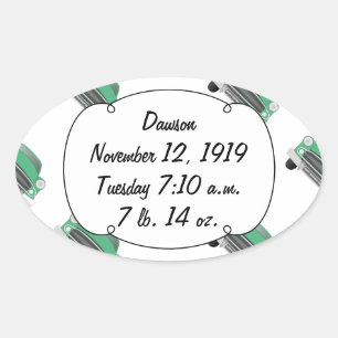 Sticker Ovale Boys Chambre Classique Cadeaux Voiture Sweet Green