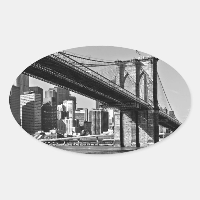 Sticker Ovale Brooklyn Bridge New York City (Devant)