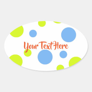 Sticker Ovale Bulles Jaunes Bleues Funky Heureuses