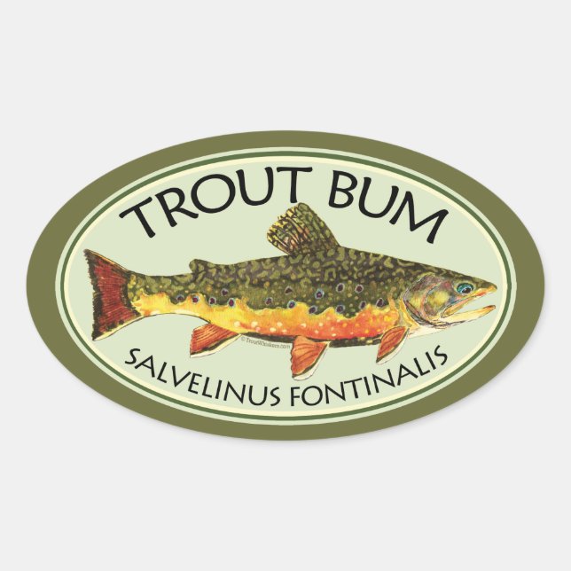 Sticker Ovale Bum à truite de pêche à la mouche (Devant)