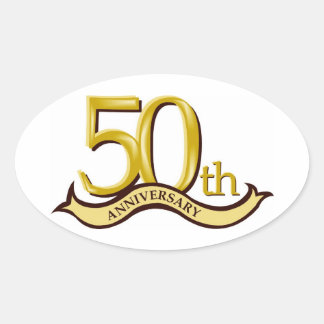Sticker Ovale Cadeau personnalisé du 50e anniversaire