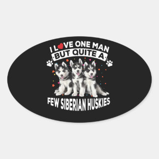 Sticker Ovale cadeau pour chien | Ouite Un Chien Quelques Husky