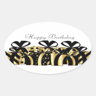 Sticker Ovale Cadeaux Gold et Black   PERSONNALISER