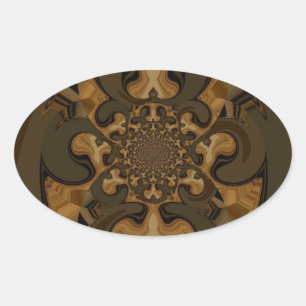 Sticker Ovale Café Brown Flux Kaleidoscope Art Imprimer