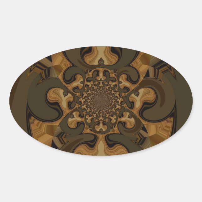 Sticker Ovale Café Brown Flux Kaleidoscope Art Imprimer (Devant)