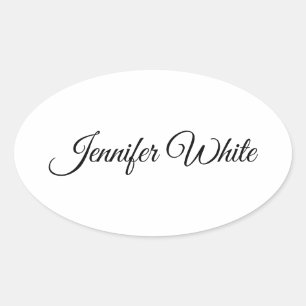 Sticker Ovale Calligraphie Elegant noir & blanc Rétro