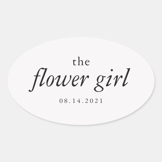 Sticker Ovale Calligraphie moderne Flower Mariage (Devant)