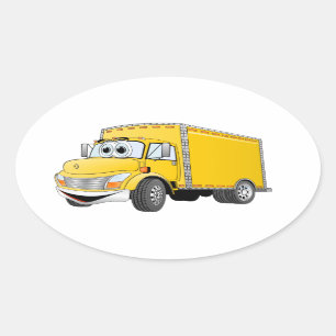 Sticker Ovale Camion de livraison Carton jaune