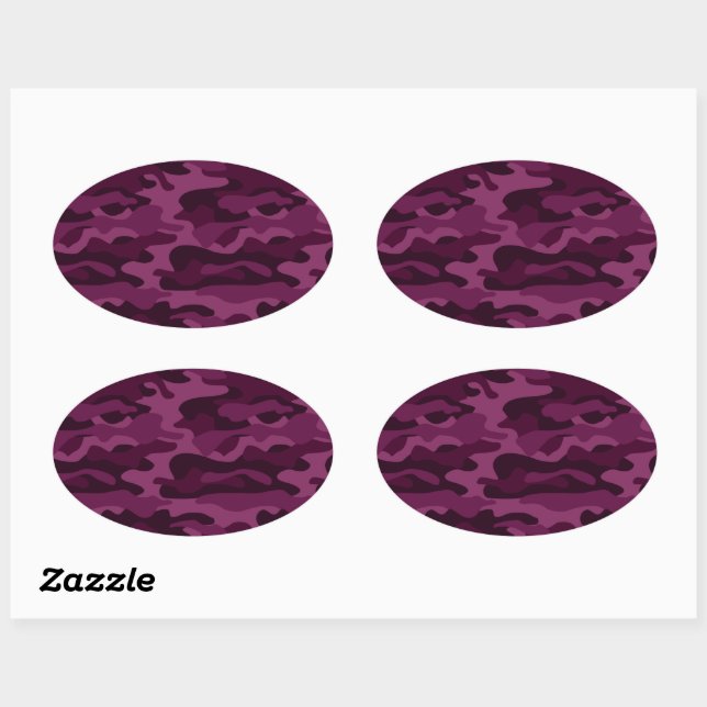 Sticker Ovale Camo de couleur violette tyrienne (Feuille)