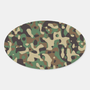 Sticker Ovale Camouflage de région boisée