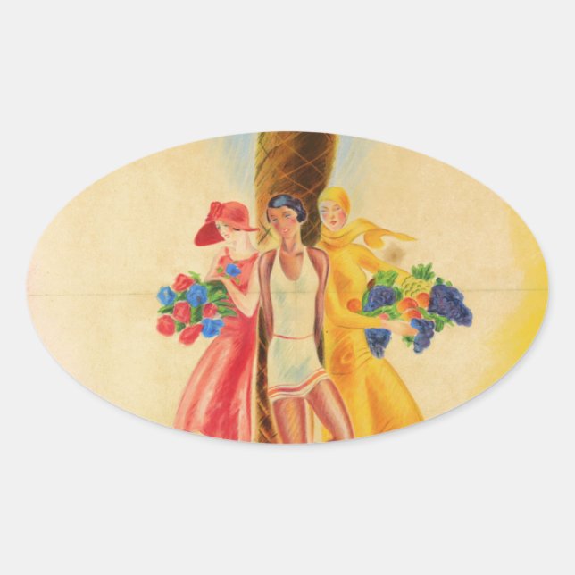 Sticker Ovale Cannes vintage (Devant)