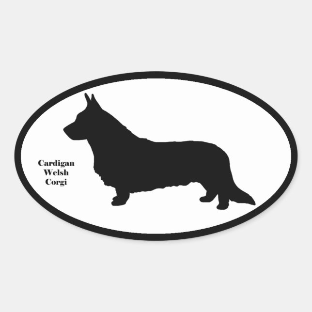 Sticker Ovale Cardigan Welsh Corgi SIlhouette (Devant)