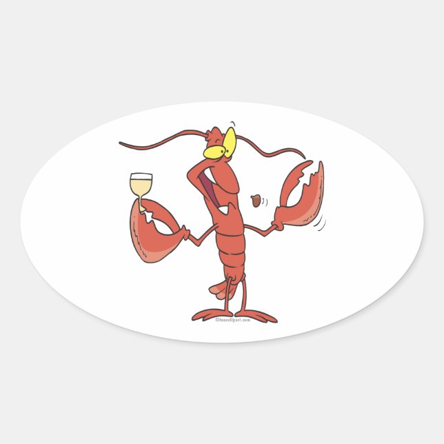 Sticker Ovale caricature amusante de homard (Devant)