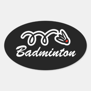 Sticker Ovale Caricatures de Badminton pour Anniversaire et plus