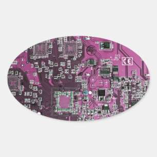 Sticker Ovale Carte circuit imprimé circuit imprimé circuit viol
