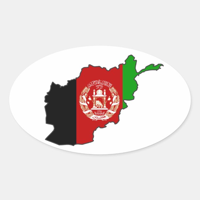 Sticker Ovale Carte du Drapeau FOUR Afghanistan (Devant)
