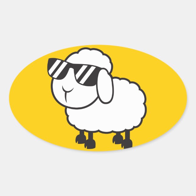 Sticker Ovale Cartographie de mouton blanc mou (Devant)