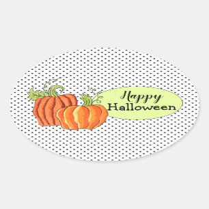 Sticker Ovale Cartons Citrouilles d'Halloween (feuille de 4)