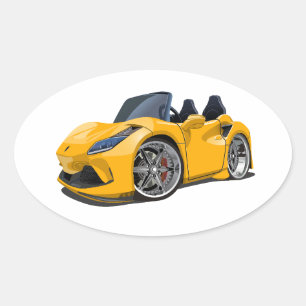 Sticker Ovale Cartoon super voiture