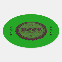 Sticker Ovale Casquette de bouteille de bière vert