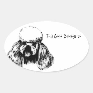 Sticker Ovale Ce livre appartient à Poodle