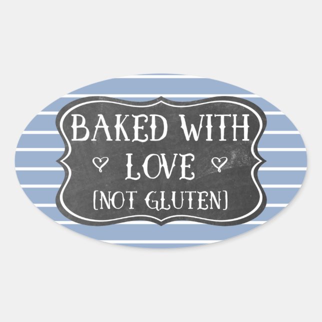 Sticker Ovale Celiac Cuit Avec Amour Pas Gluten Chalkboard (Devant)