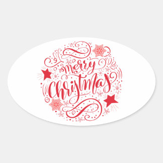 Sticker Ovale Cercle de Noël Joyeux