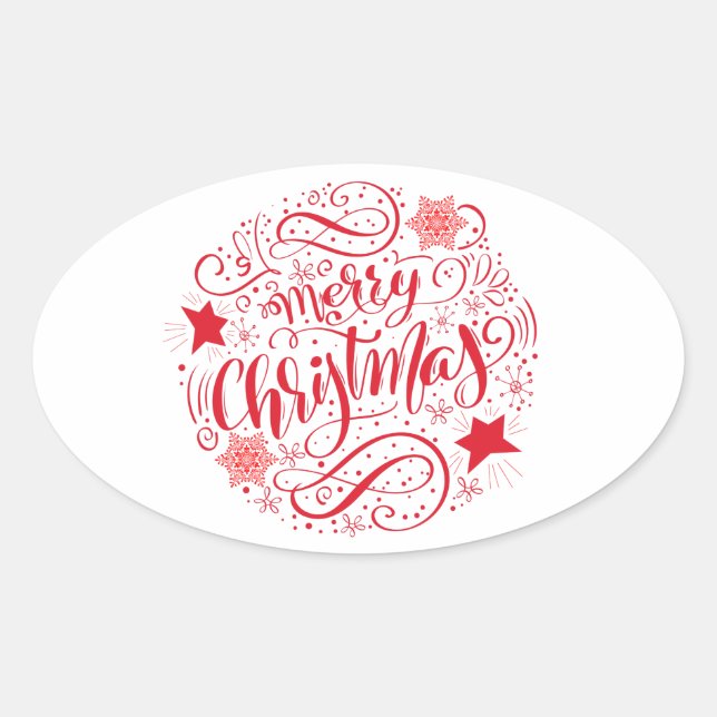 Sticker Ovale Cercle de Noël Joyeux (Devant)