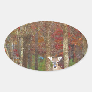 Sticker Ovale Cerf de Noël